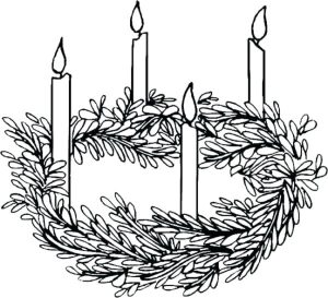 Advent Candles and Wreath Coloring Page