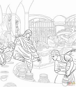 first miracle of jesus at the wedding feast at cana by james tissot coloring page super coloring